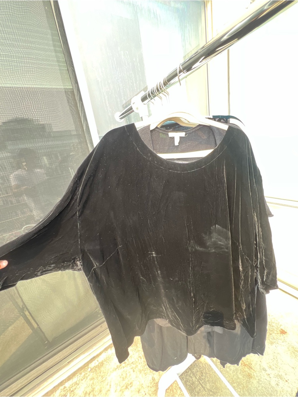 Eileen Fisher Black Velvet Relaxed Long-Sleeve Top